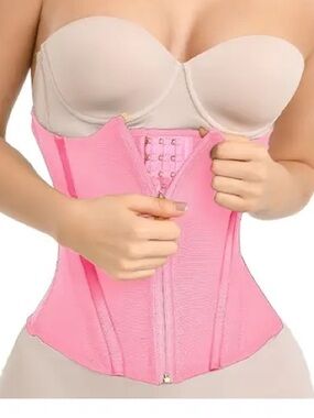 Pink Women’s shapewear  Corset Top with Front Zip